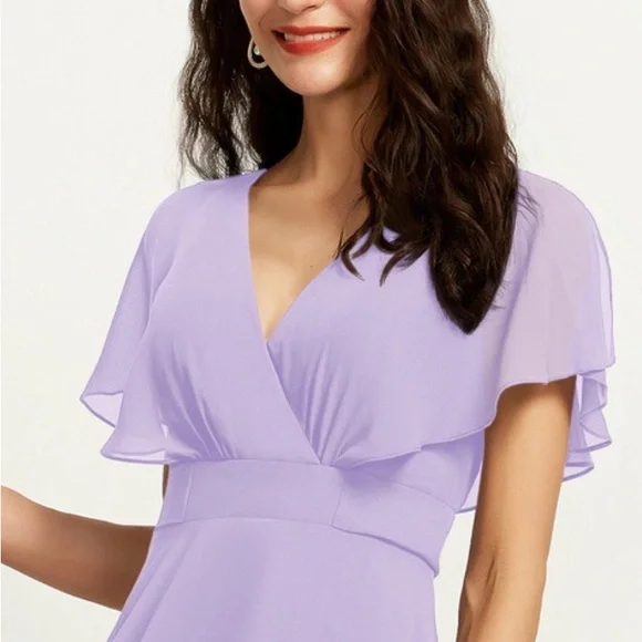 JJs House Willa Lilac Chiffon Bridesmaids Dress Size 18W - Picture 4 of 6